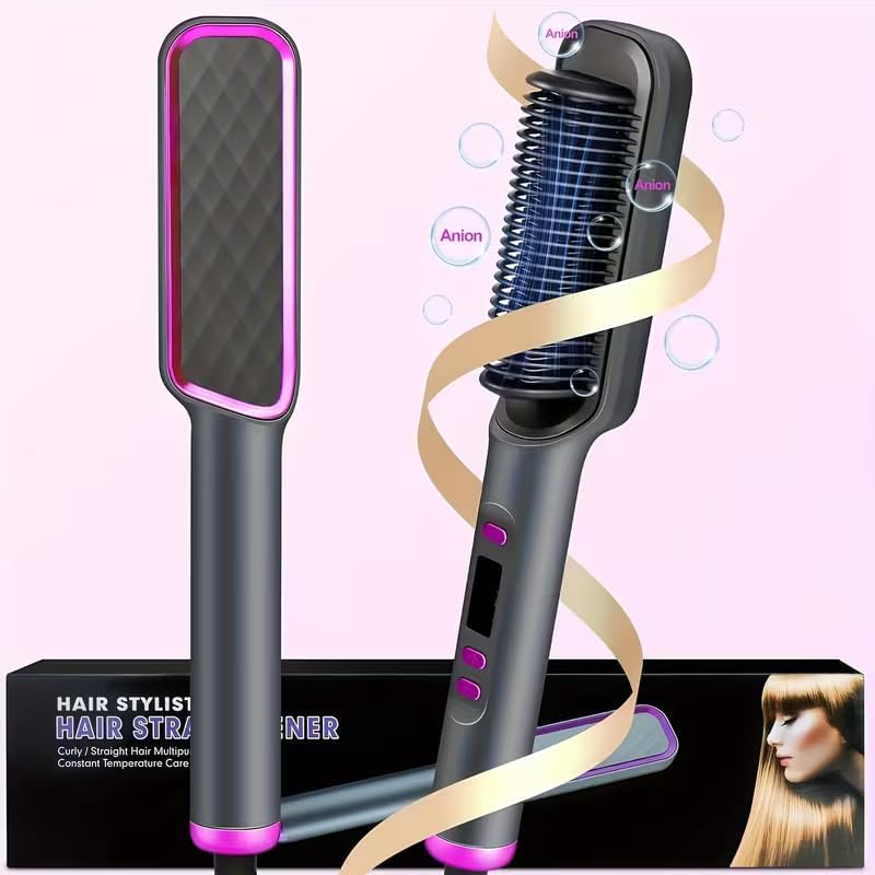 LCD Hair Straightener Brush (5 Temp Settings)